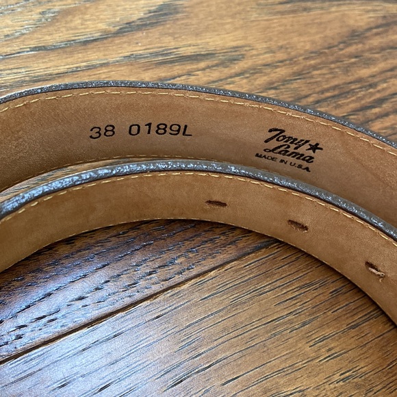 Vintage Western Tony Lama Leather Belt, size 38, brown leather - Picture 3 of 8